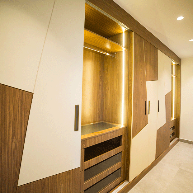 Sleek sliding wardrobe doors with modern finish