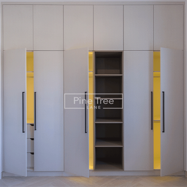 Modern wardrobe with sensor lighting system