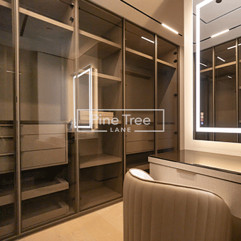 Modern glass wardrobe and closet combo