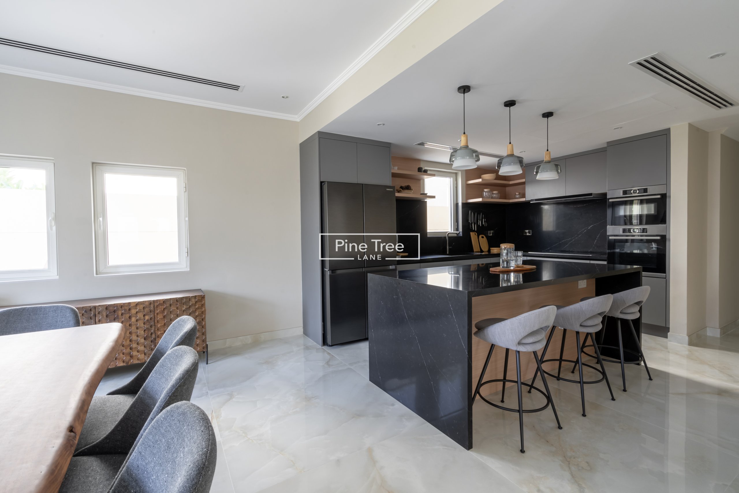 kitchen and dining area