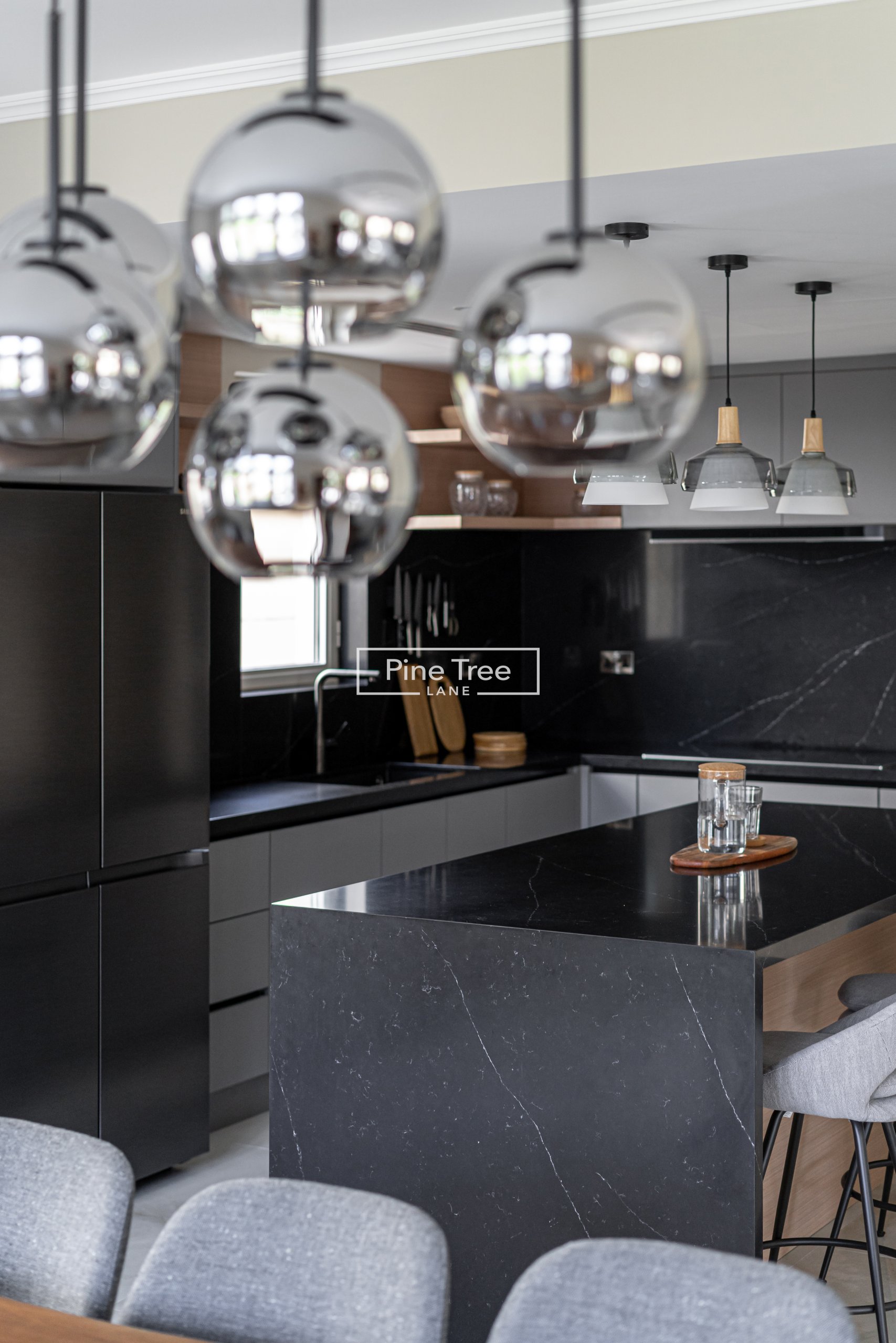 kitchen with warm lighting