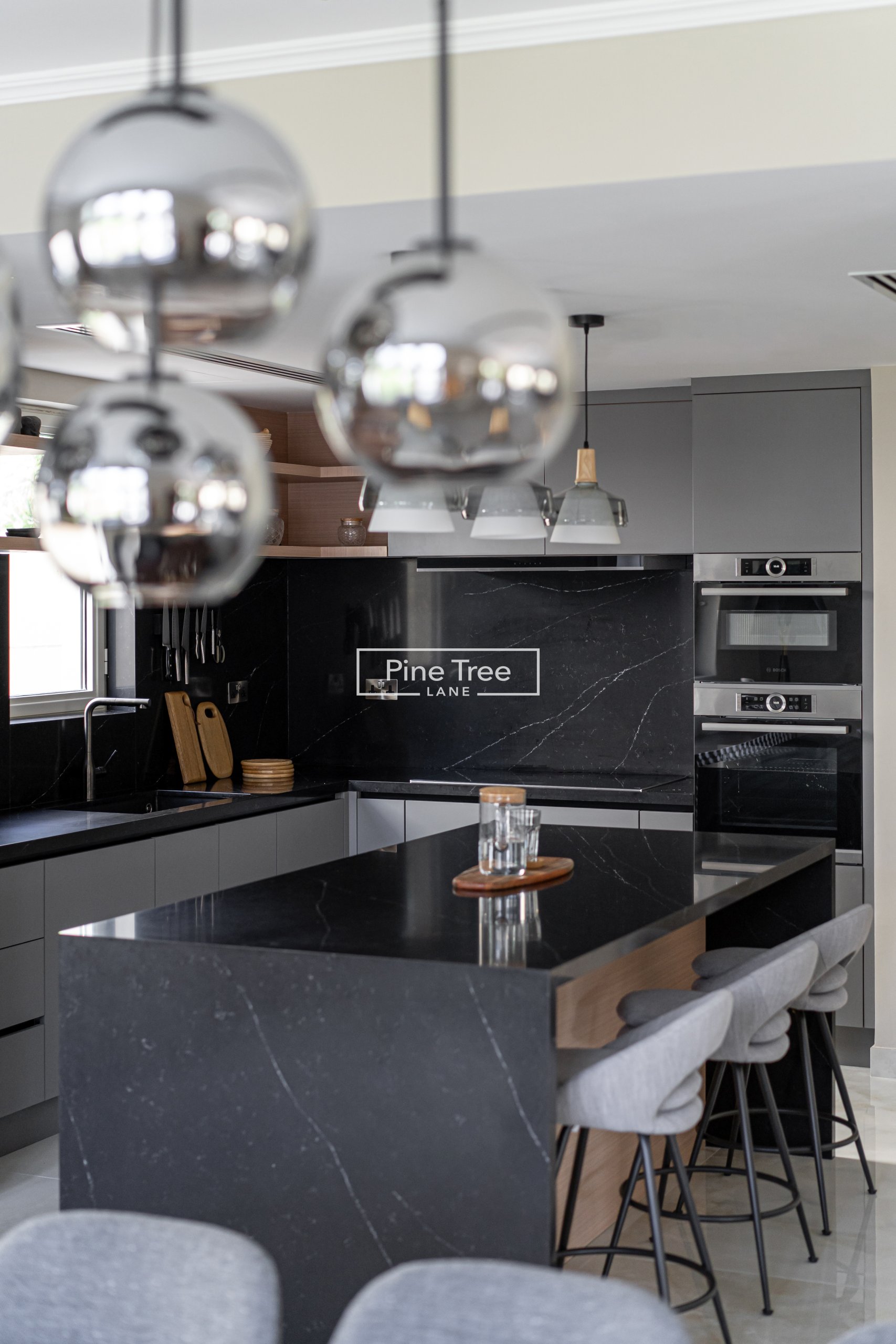 Kitchen with pendant lights