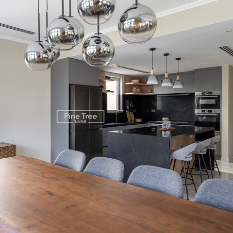 kitchen and dining area blending warmth and modern design
