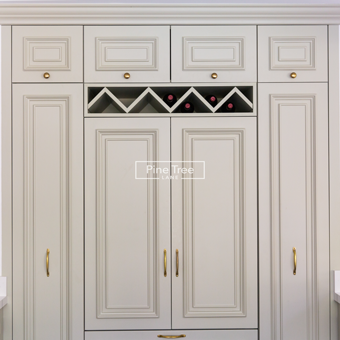 kitchen with soft-toned cabinetry