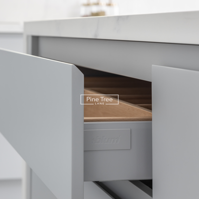 Close-up of a Blum drawer system