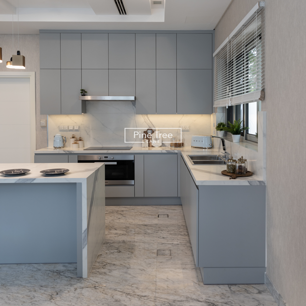 Modern kitchen with integrated appliances and clean lines