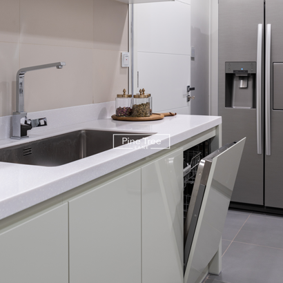 Glossy handle less cabinetry