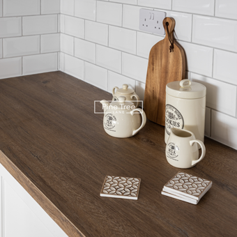 Kitchen countertop with wood-like finish