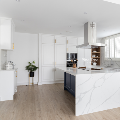 Modern white kitchen interior with sleek finishes