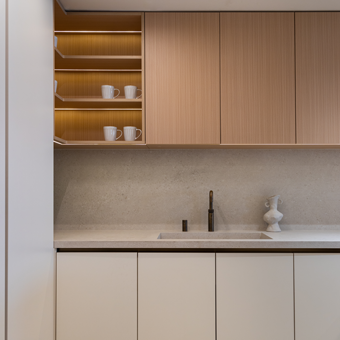 Modern cabinetry with top and bottom storage units