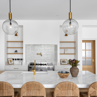 Elegant coastal-style kitchen interior