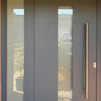 Modern UPVC door featuring glass panels