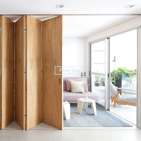 Stylish folding door in interior