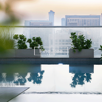Modern pool on luxury rooftop terrace