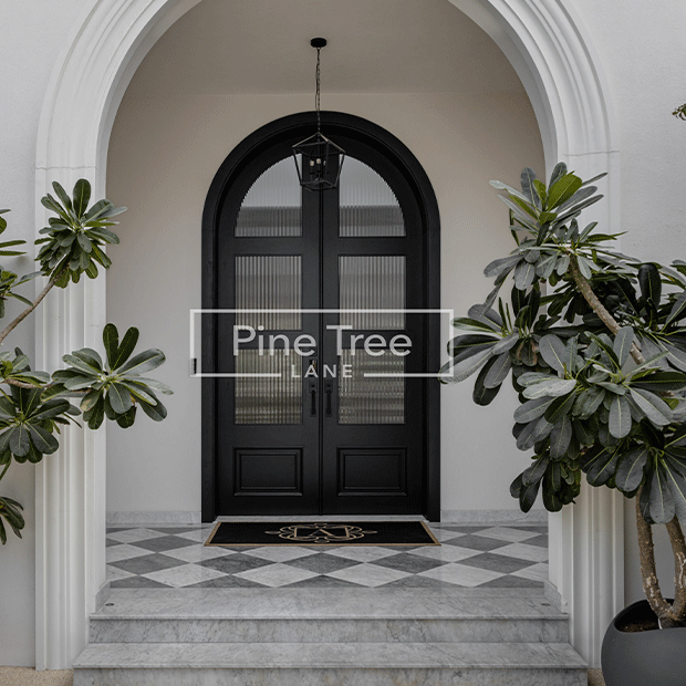 Main entrance door in charcoal tone