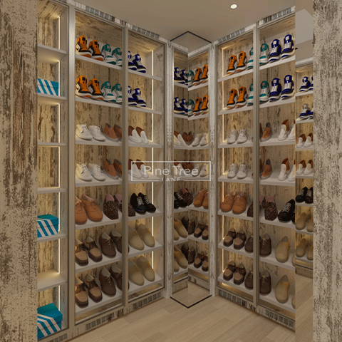 Elegant walk-in wardrobe space planning