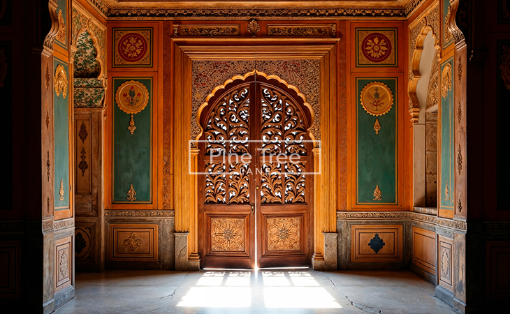 Carved Arabic Pattern Main Door Design