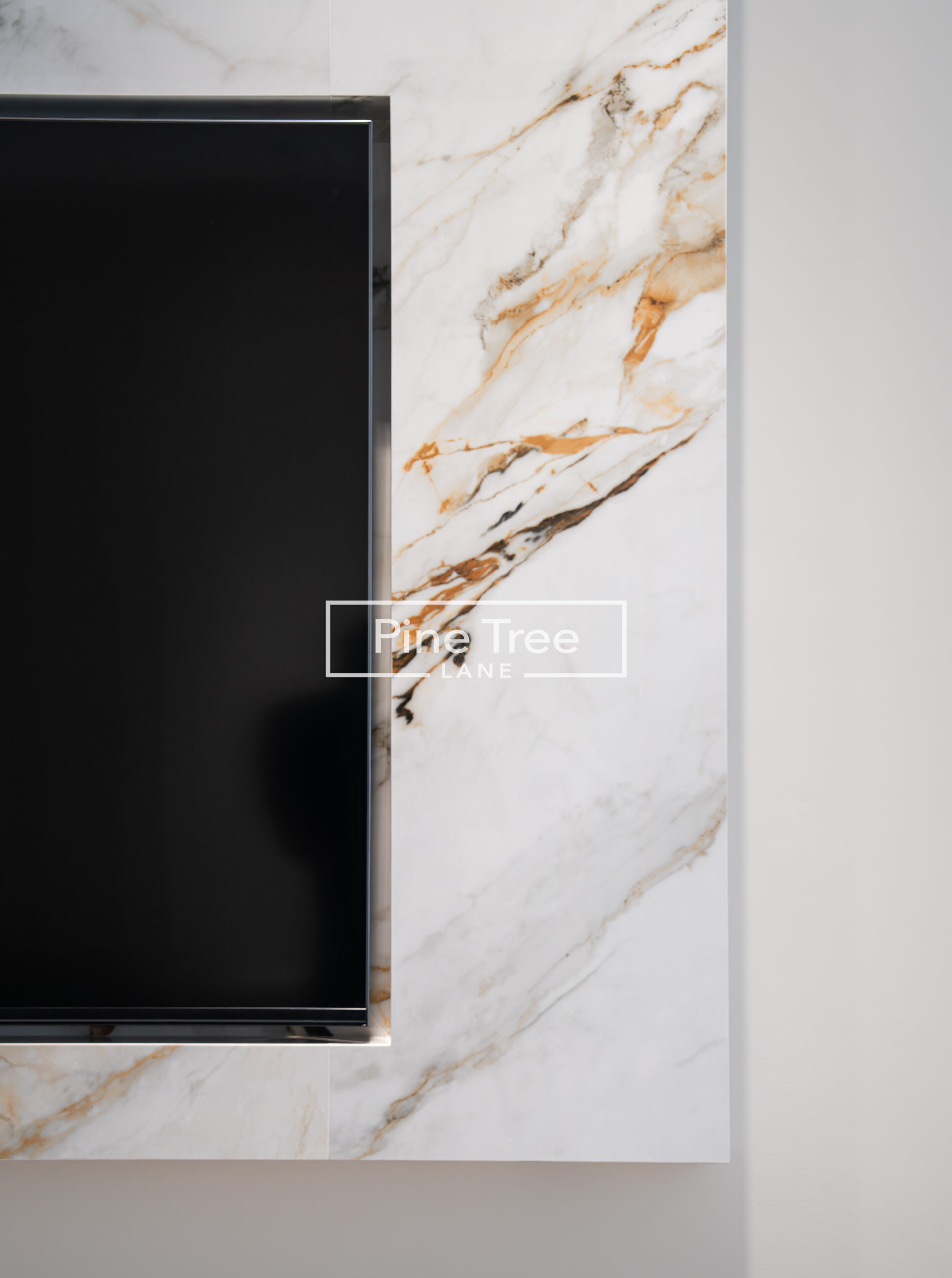 Close-up of contrasting black and white marble panels
