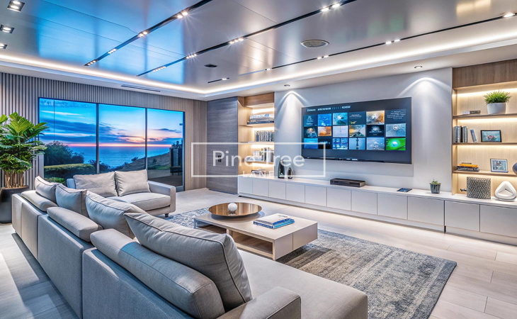 Tech-Integrated Smart Living Rooms