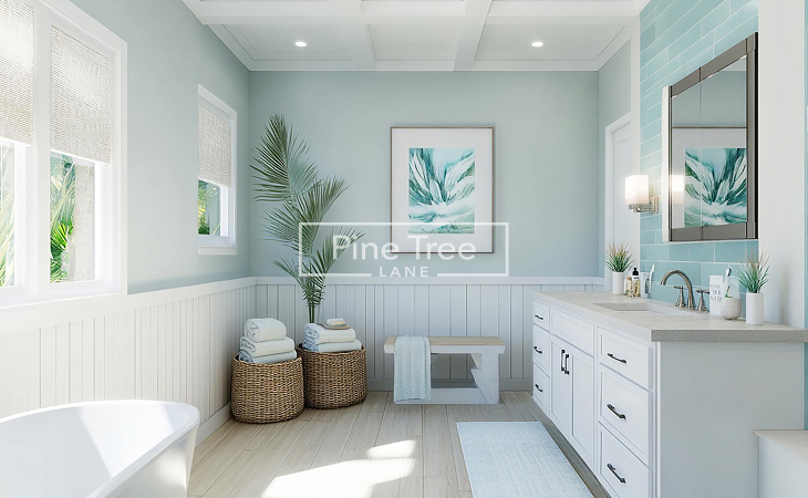 bathroom design with Light Colors and Reflective Surfaces