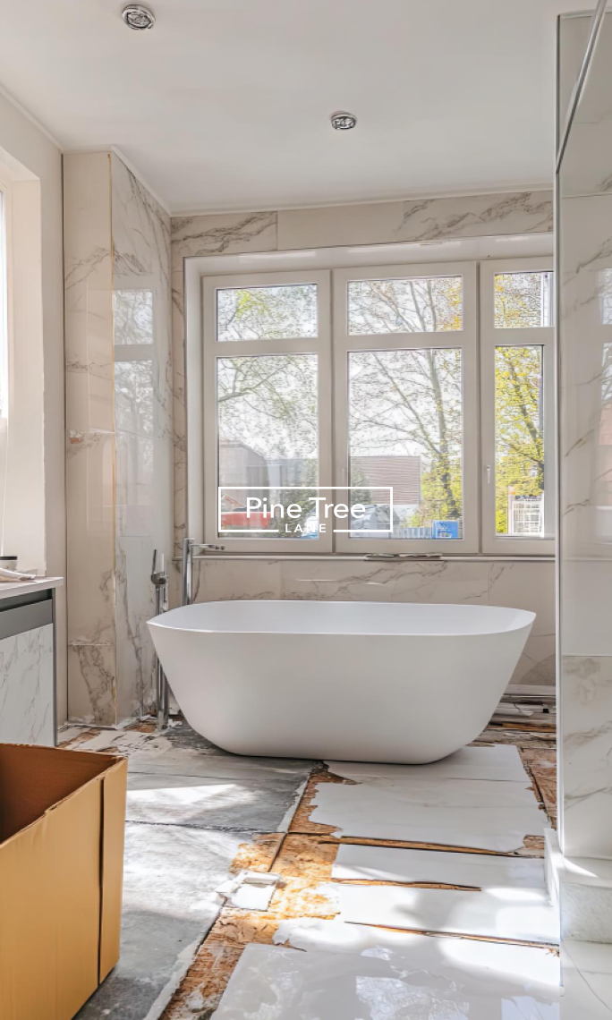 Luxury bathroom renovation in Dubai with freestanding bathtub